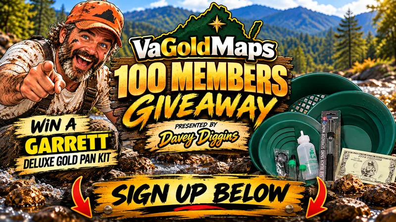 VaGoldMaps 100 Members Giveaway: win a Garrett Deluxe Gold Pan Kit