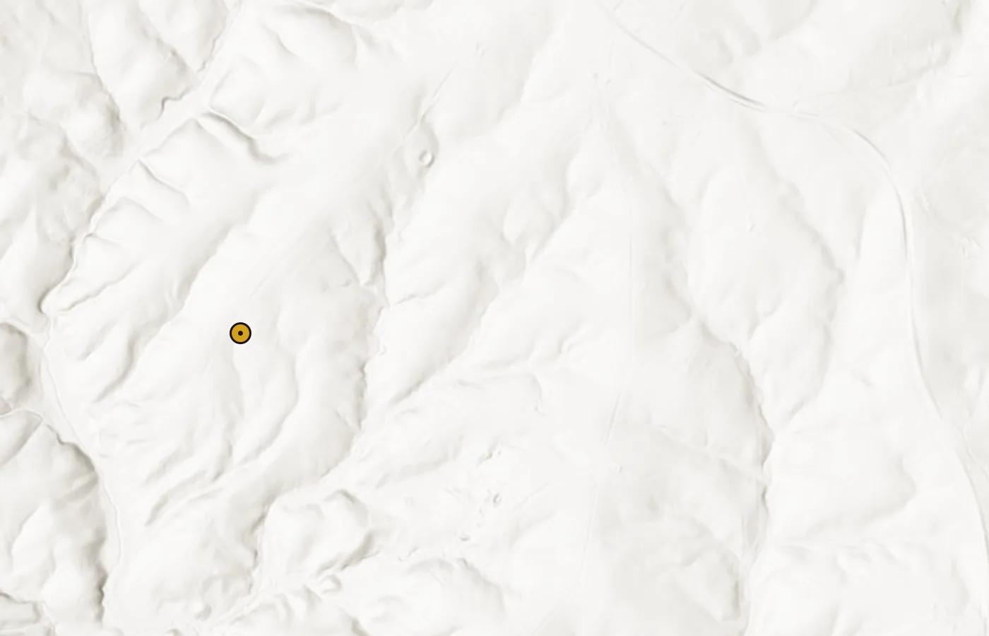 VaGoldMaps LiDAR hillshade near Booker / Morrow Mine northwest of Willis Mountain showing bare-earth relief near the research pin