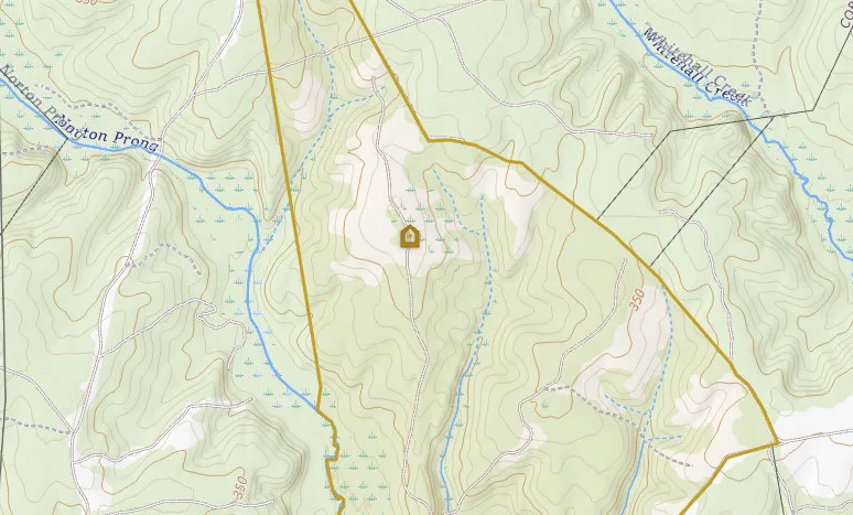 VaGoldMaps topo map of Whitehall Mine between Norton Prong and Whitehall Creek, Spotsylvania County